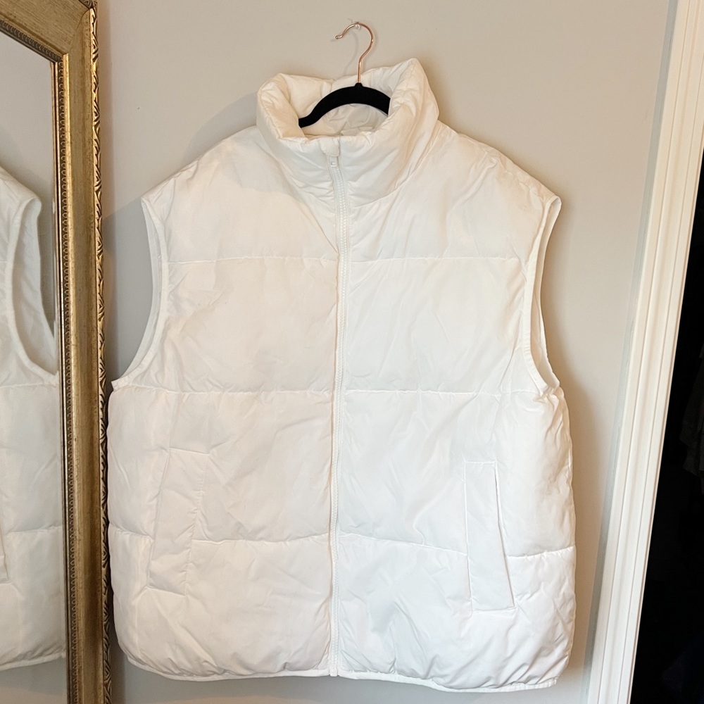 White puffer vest
